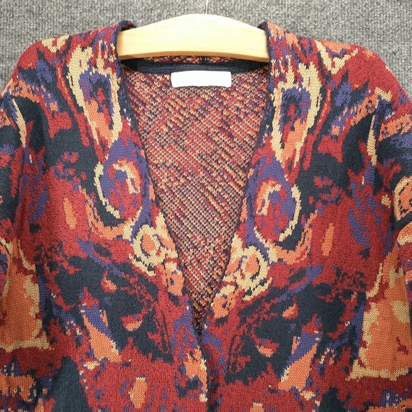 Adyson Parker Women's Open Front Cardigan Knit Sweater Multicolor L Abstract - Picture 3 of 12